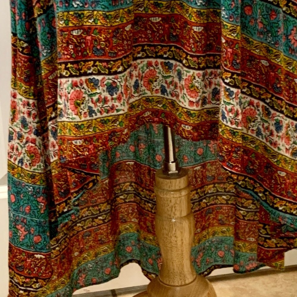 Free People Boho Patchwork Floral Print Short Sleeve high low Midi Dress M - Picture 5 of 7
